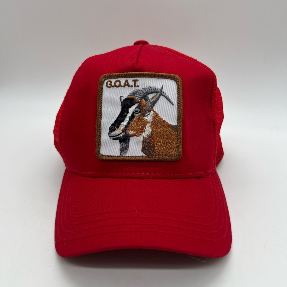 Goorin Bros Red G.O.A.T Patch Trucker Hat OS Adjustable Strap